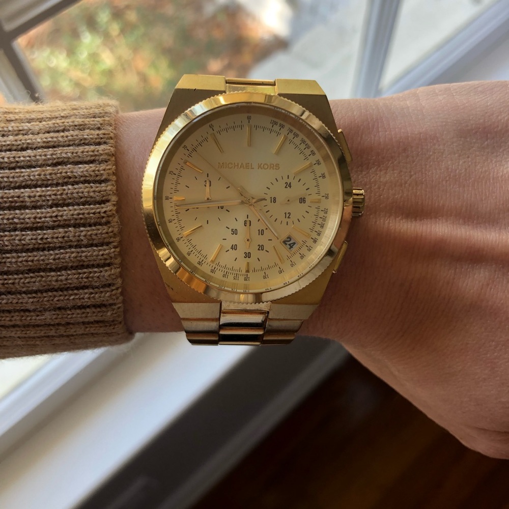 Michael Kors gold chronograph watch in orig box